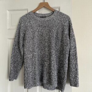 NWT Eileen Fisher Peruvian Cotton Boucle Sweater Black/Soft White XS/TP crewneck